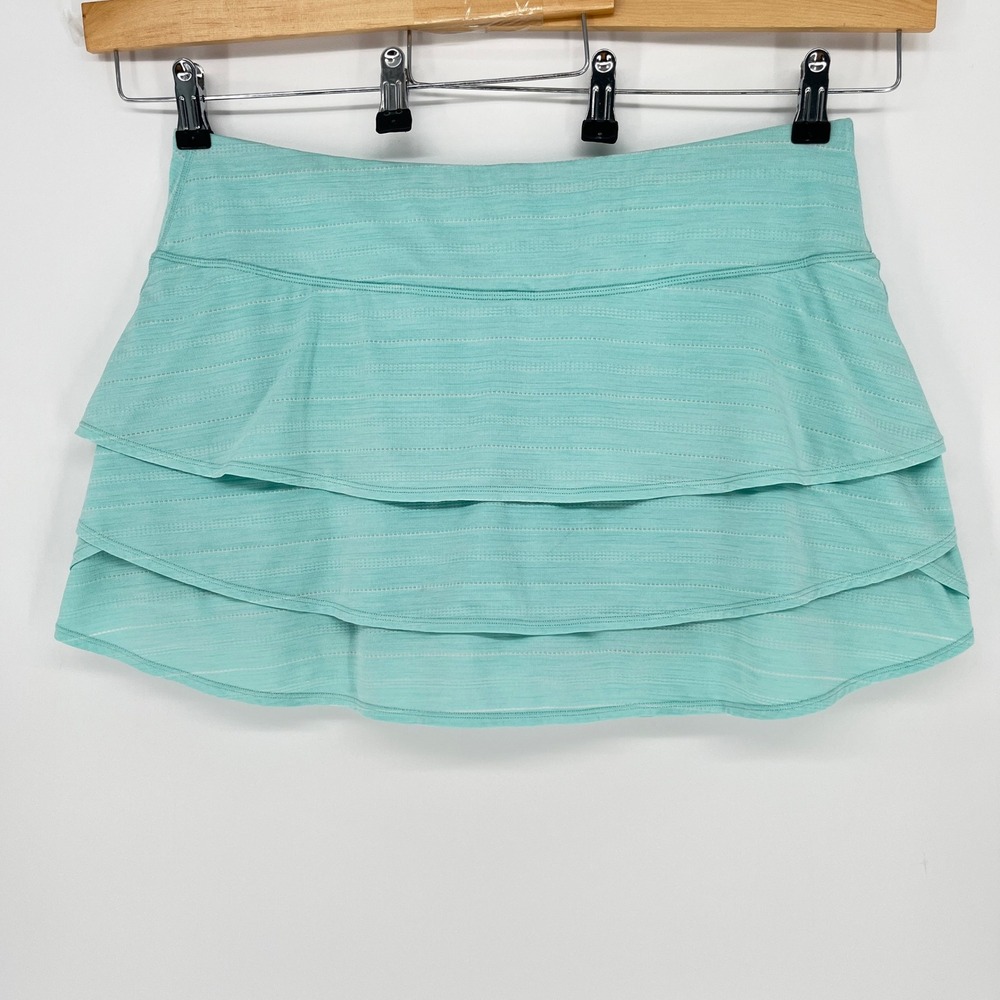 Athleta Womens XL Aqua Tiered Ruffle Tennis Golf Skort Striped Athletic - Picture 2 of 13